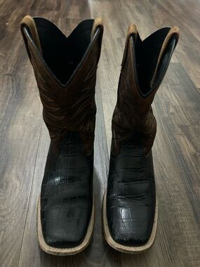 Ariat Mens Size 3M FIRECATCHER Square Toe Western Cowboy Boots Gator Brown